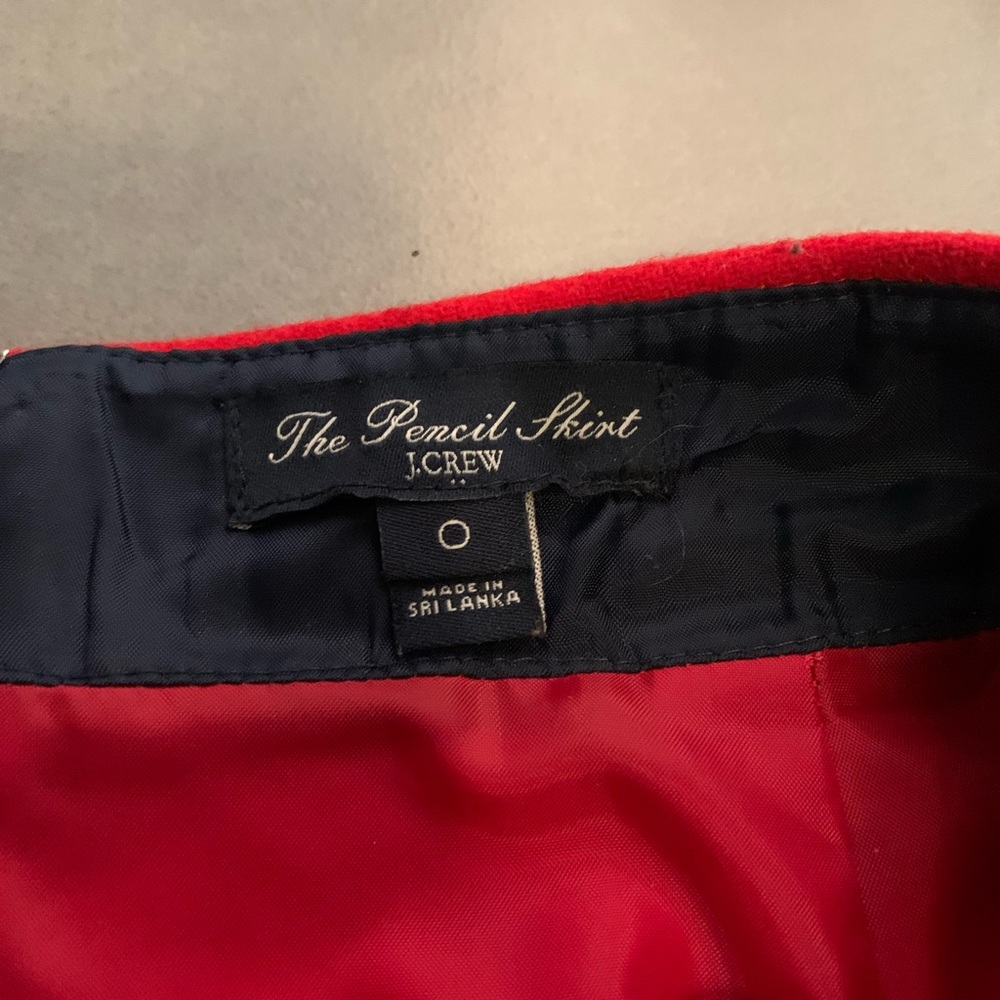 J. Crew Red Wool Pencil Skirt - Picture 3 of 8